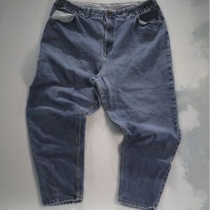 VTG Capistrano Women 14 Jeans Blue Stretch Waist Taper Leg Relaxed Fit Denim USA